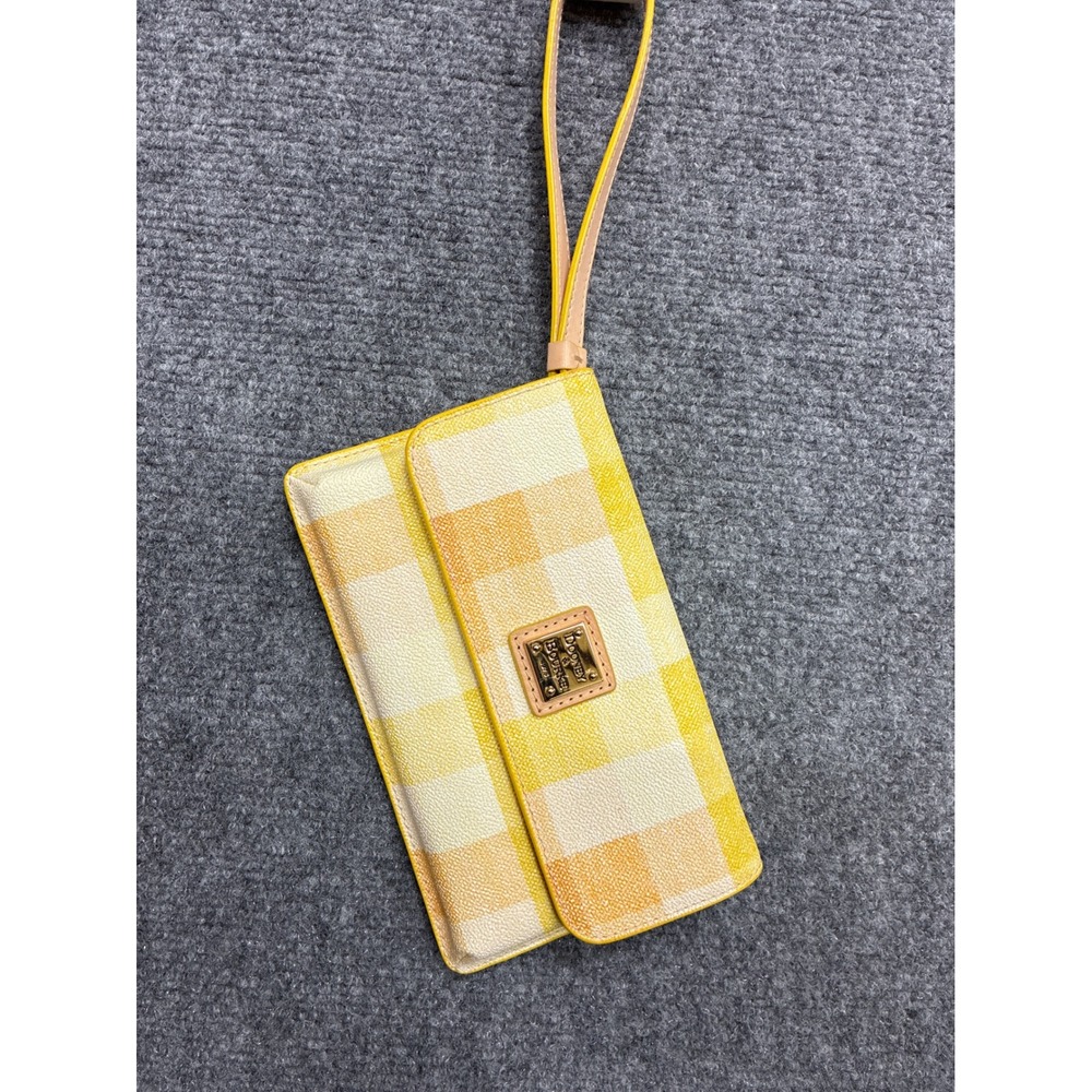 Dooney & Bourke Yellow Gingham Wristlet Clutch WQUAD0236 YLVC NWT